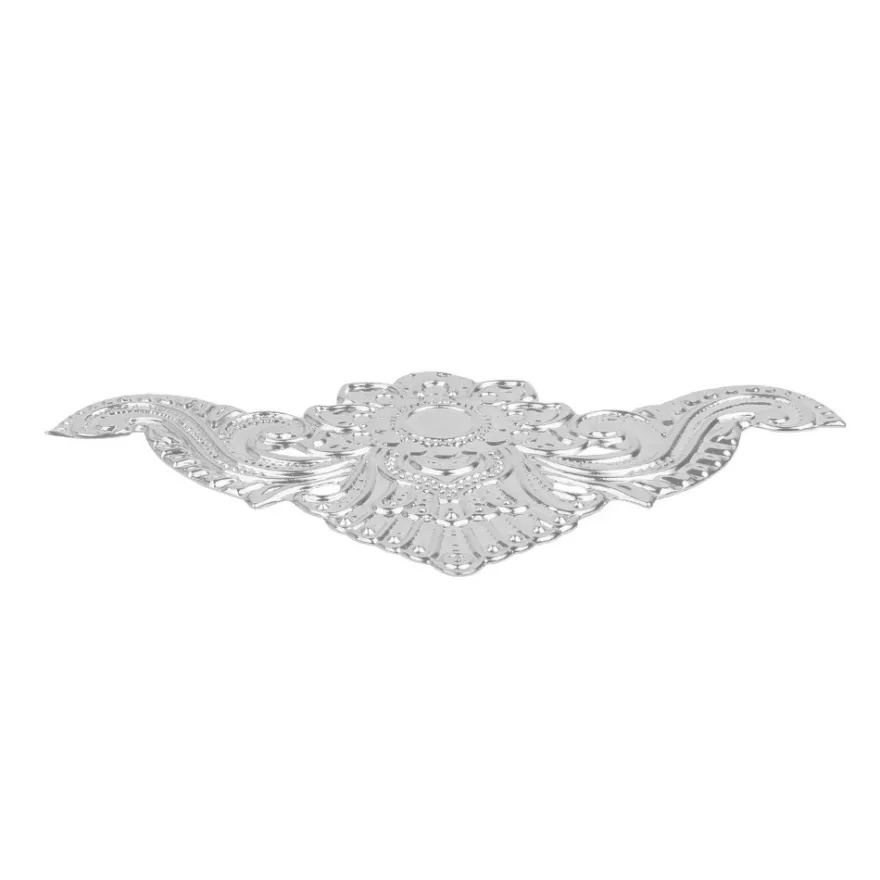 Metall-Ornamente, Design 12, 10,4cm x 5,6cm, silber, 3 Stück