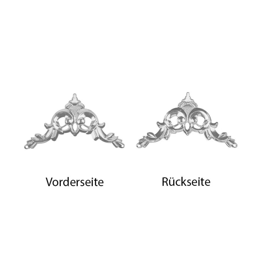 Metall-Ornamente, Design 40, 10,1cm x 5,5cm, silber, 3 Stück