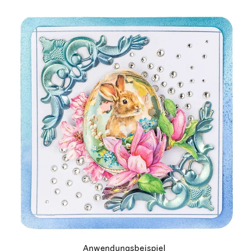 Metall-Ornamente, Design 40, 10,1cm x 5,5cm, hellgold, 3 Stück