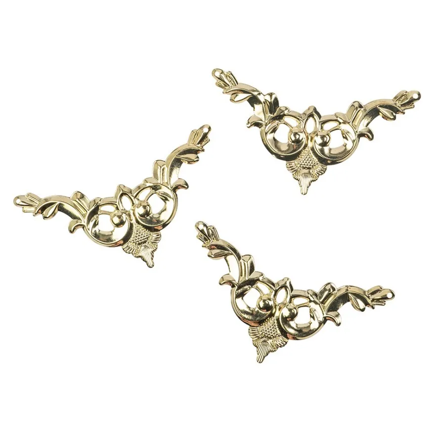 Metall-Ornamente, Design 40, 10,1cm x 5,5cm, hellgold, 3 Stück