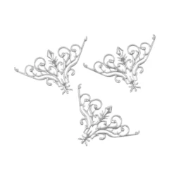 Metall-Ornamente, Design 29, 7,7cm x 4,8cm, silber, 3 Stück