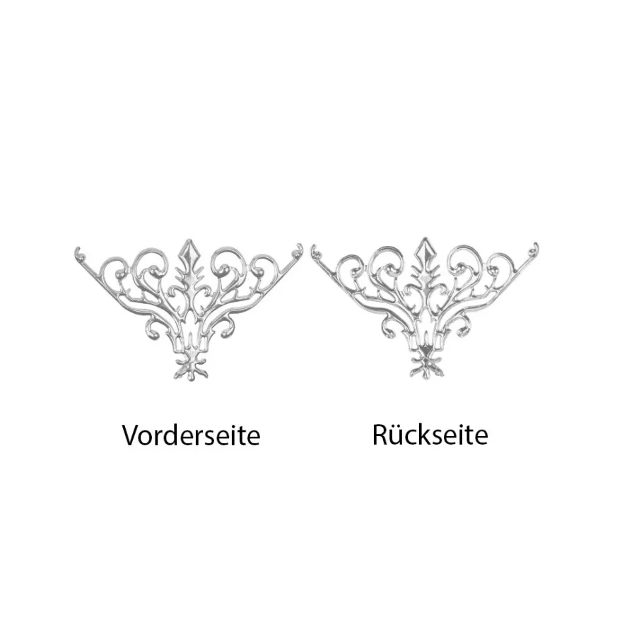 Metall-Ornamente, Design 29, 7,7cm x 4,8cm, silber, 3 Stück