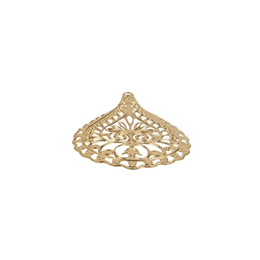 Metall-Ornamente, Design 33, 6,4cm x 4,1cm, hellgold, 9 Stück