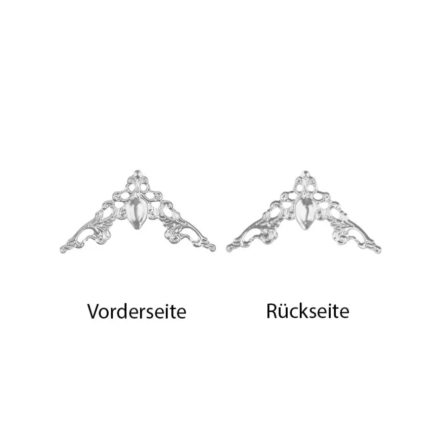 Metall-Ornamente, Design 18, 5,8cm x 3cm, silber, 13 Stück