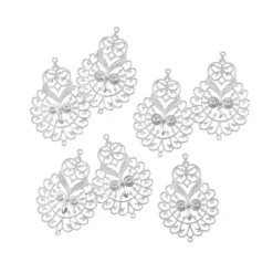 Metall-Ornamente, Design 16, 6,7cm x 4,6cm, silber, 7 Stück
