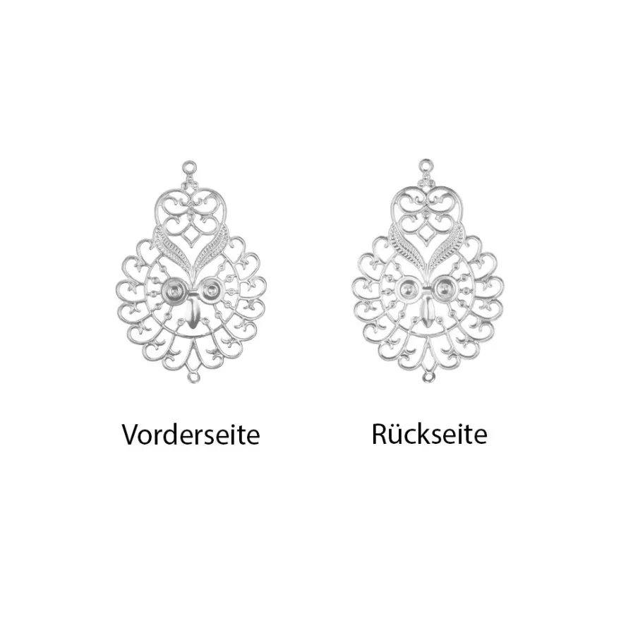 Metall-Ornamente, Design 16, 6,7cm x 4,6cm, silber, 7 Stück