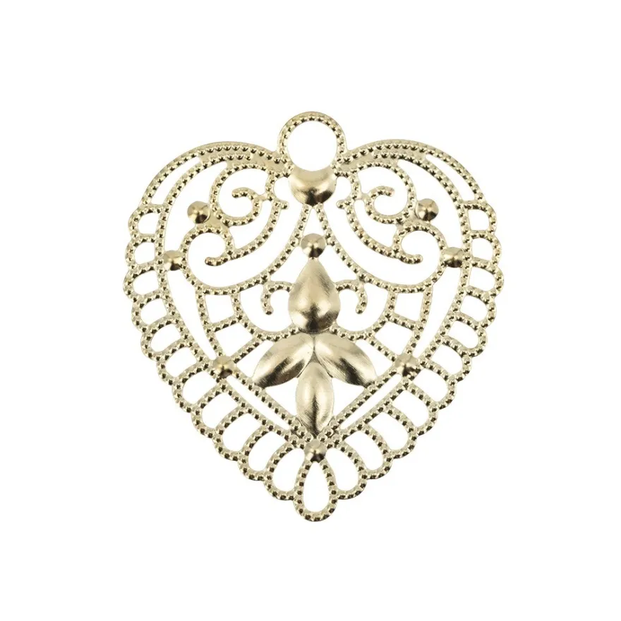Metall-Ornamente, Design 48, 5,6cm x 5,2cm, hellgold, 7 Stück