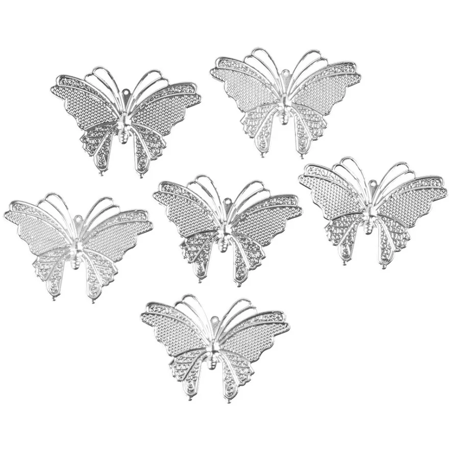 Metall-Ornamente, Design 45, 7cm x 5cm, silber, 6 Stück