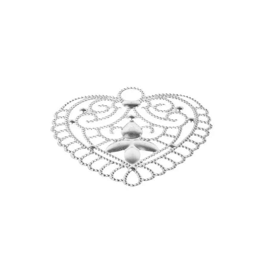 Metall-Ornamente, Design 48, 5,6cm x 5,2cm, silber, 7 Stück