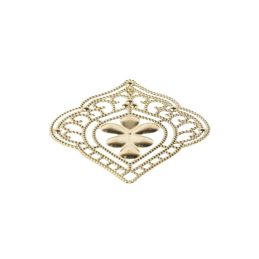 Metall-Ornamente, Design 46, 6,5cm x 5,2cm, hellgold, 6 Stück