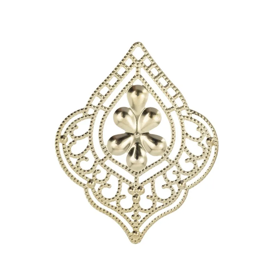 Metall-Ornamente, Design 46, 6,5cm x 5,2cm, hellgold, 6 Stück