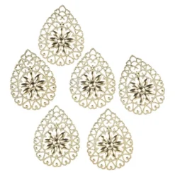 Metall-Ornamente, Design 44, 6,1cm x 4,5cm, hellgold, 6 Stück