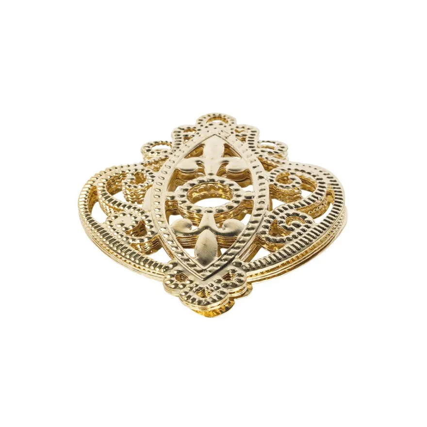 Metall-Ornamente, Design 42, 6,5cm x 5,3cm, hellgold, 6 Stück
