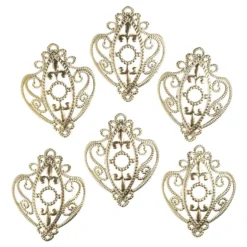 Metall-Ornamente, Design 42, 6,5cm x 5,3cm, hellgold, 6 Stück