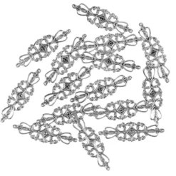 Metall-Ornamente, Design 8, 6,5cm x 2cm, silber, 15 Stück