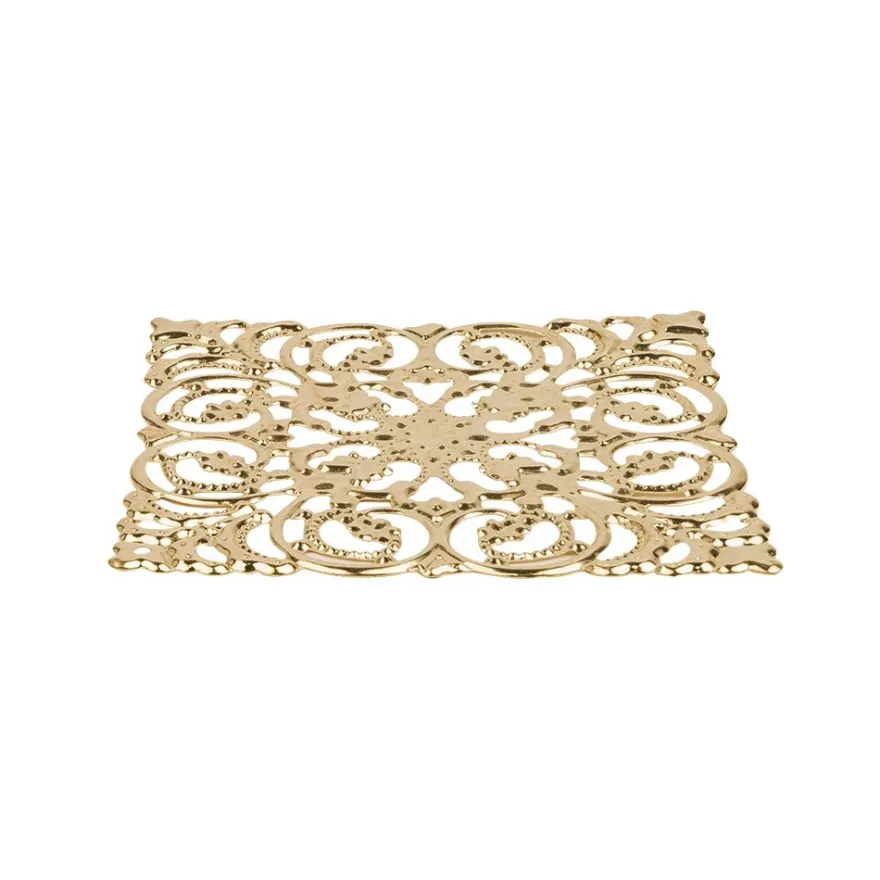Metall-Ornamente, Design 36, 6,5cm x 6,5cm, hellgold, 4 Stück