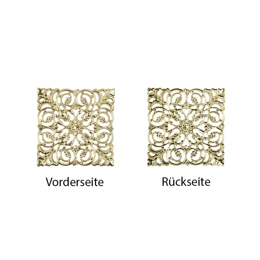 Metall-Ornamente, Design 36, 6,5cm x 6,5cm, hellgold, 4 Stück