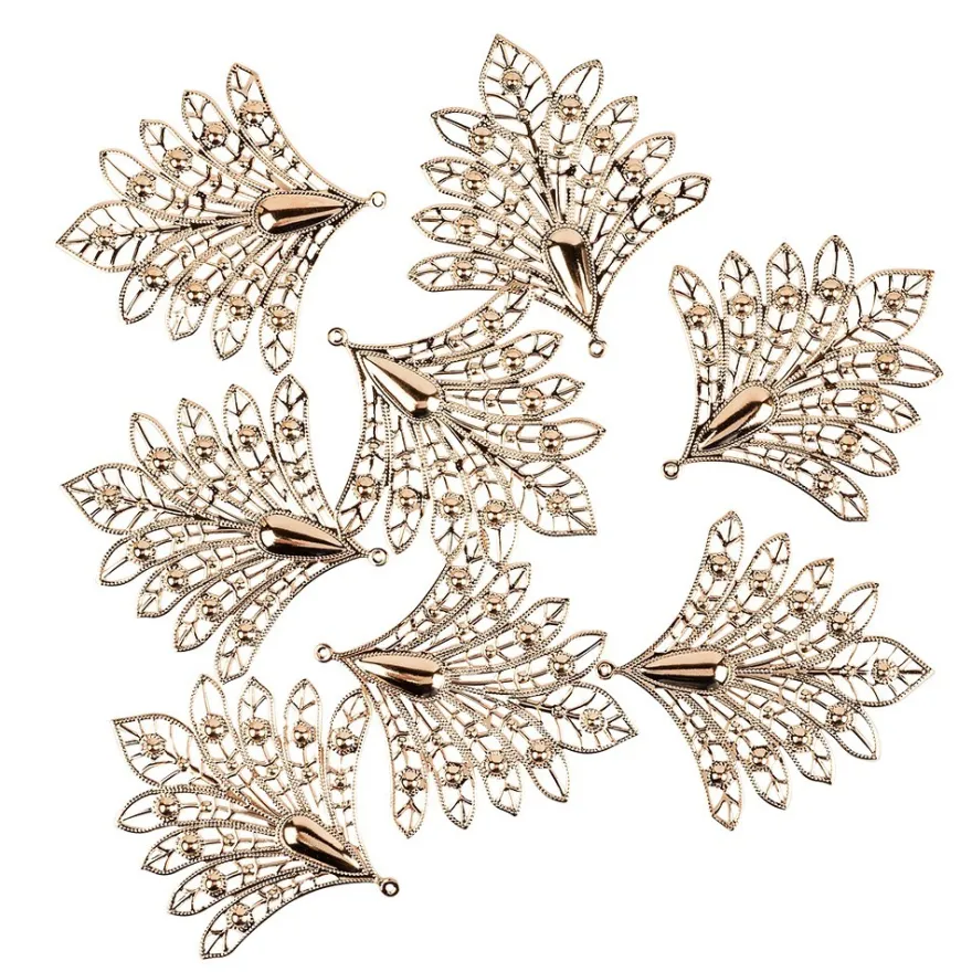 Metall-Ornamente, Design 4, 7,9 x 7,5 cm, roségold, 8 Stück