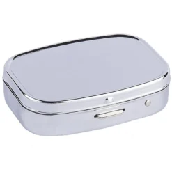 Metall-Pillendose, 5,5cm x 1,5cm x 4cm, silber