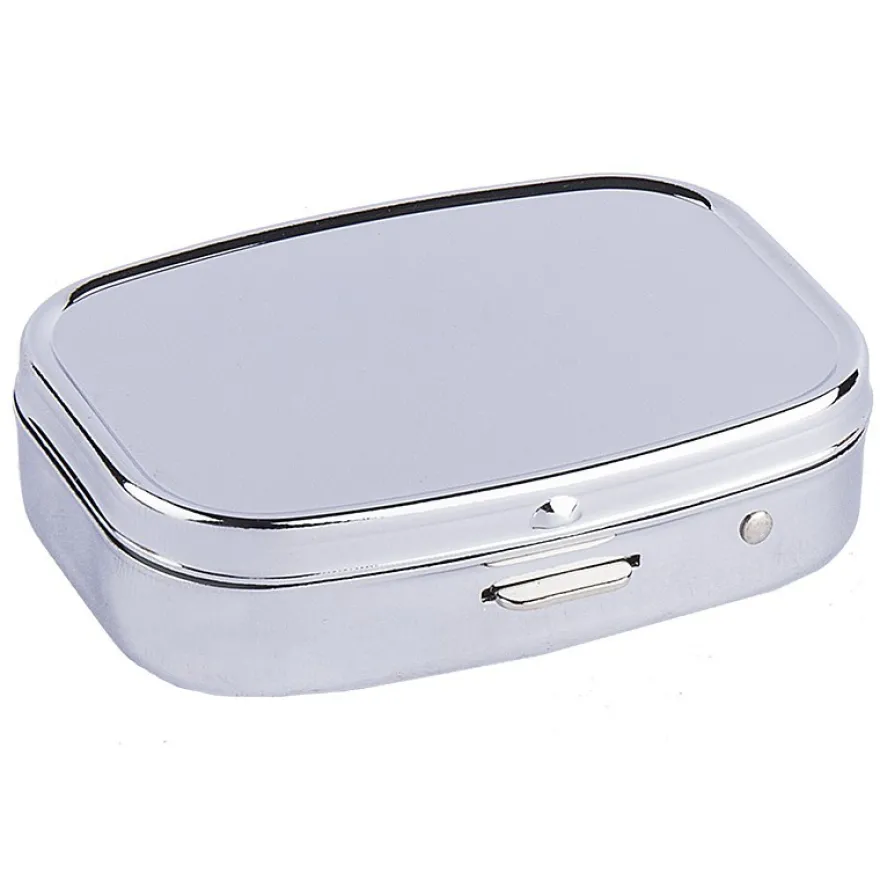 Metall-Pillendose, 5,5cm x 1,5cm x 4cm, silber