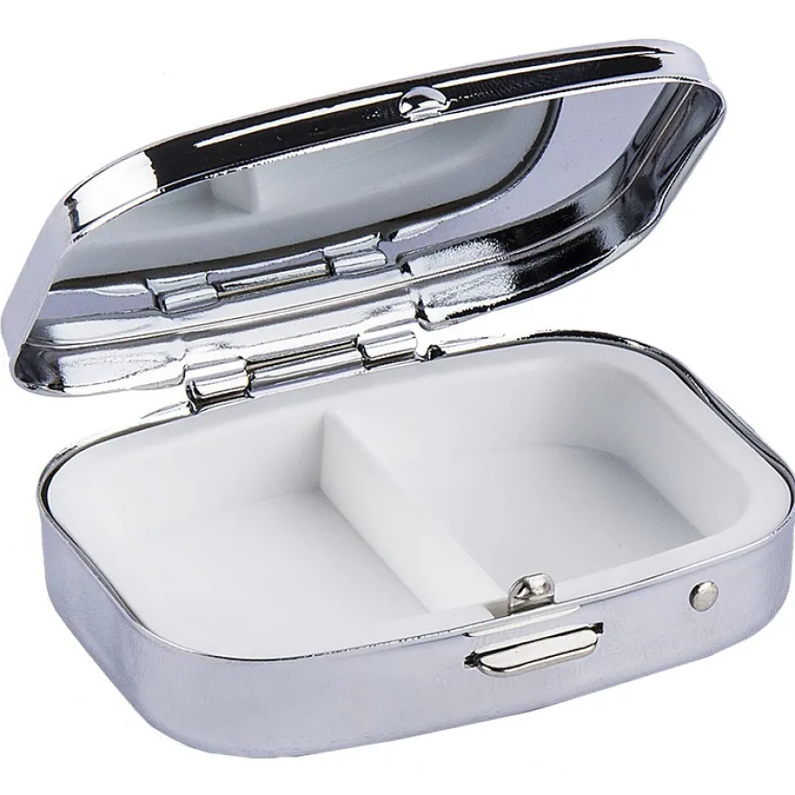 Metall-Pillendose, 5,5cm x 1,5cm x 4cm, silber