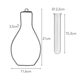 Metallring Amphore, mit Reagenzglas, 21cm x 11,6cm x 3,5cm, 3mm stark, schwarz