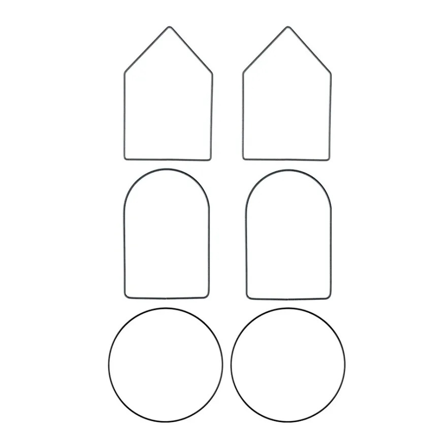 Metallringe, Bogen, Haus, Kreis, 3mm stark, schwarz, 6 Stück