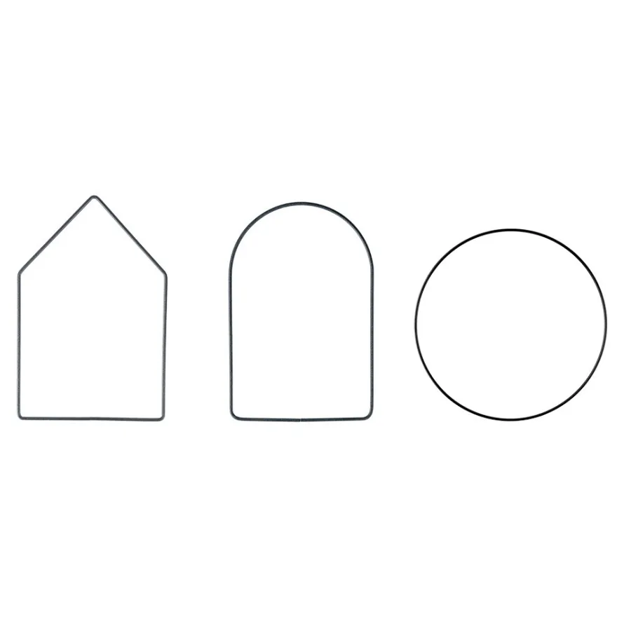 Metallringe, Bogen, Haus, Kreis, 3mm stark, schwarz, 6 Stück