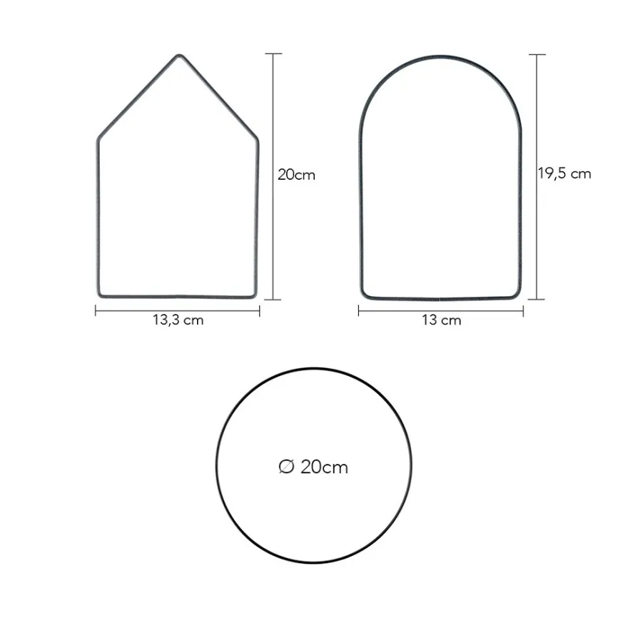 Metallringe, Bogen, Haus, Kreis, 3mm stark, schwarz, 6 Stück
