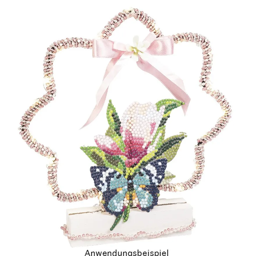Metallringe in Blumenform, 3mm stark, Ø 20cm, eine gerade Seite zum Aufstellen, schwarz, 3 Stück