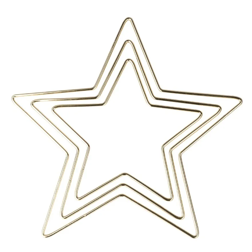 Metallringe in Sternform, 3mm stark, versch. Größen, hellgold, 3 Stück