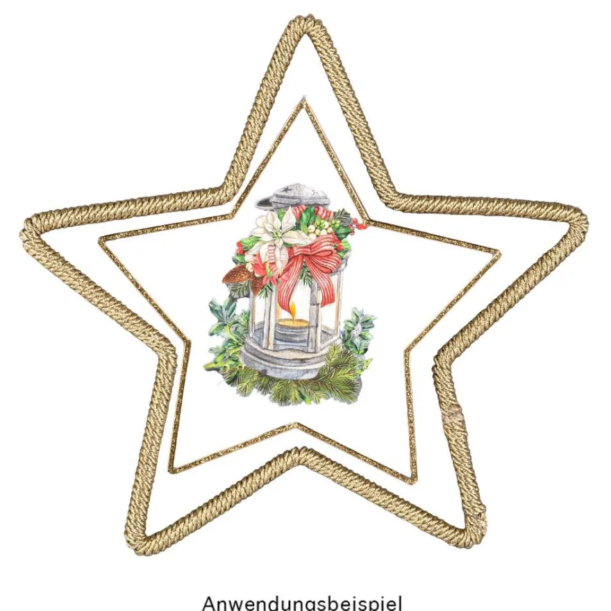 Metallringe in Sternform, 3mm stark, versch. Größen, hellgold, 3 Stück