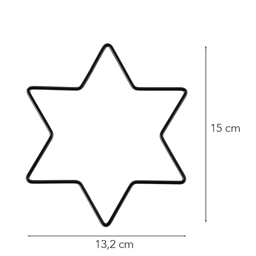 Metallringe in Sternform, 3mm stark, 15cm x 13,2cm, schwarz, 2 Stück