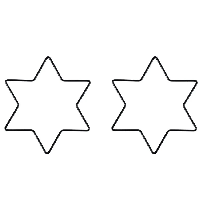 Metallringe in Sternform, 3mm stark, 15cm x 13,2cm, schwarz, 2 Stück