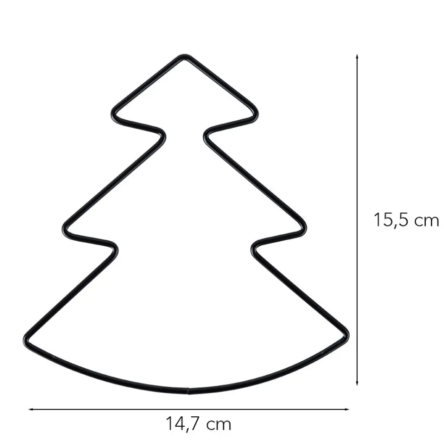 Metallringe in Tannenbaumform, 3mm stark, 15,5cm x 14,7cm, schwarz, 2 Stück