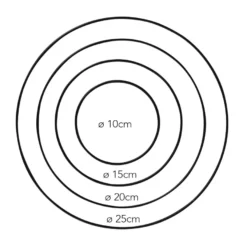 Metallringe, 4 versch. Größen, Ø 10cm, Ø 15cm, Ø 20cm, Ø 25cm, 3mm stark, schwarz, 4 Stück