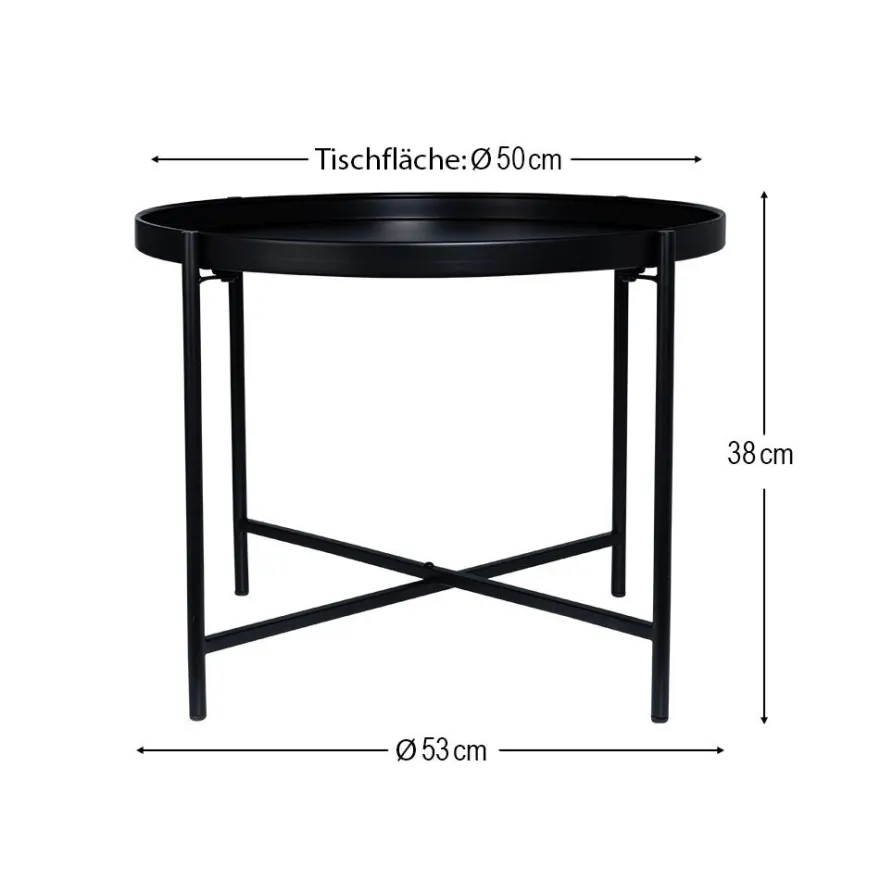 Metall-Tisch, Design 2, Ø53cm, 38cm hoch, schwarz