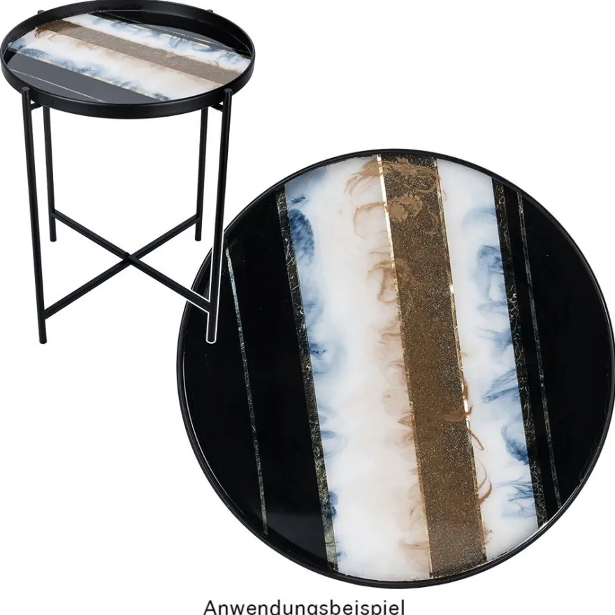 Metall-Tisch, Design 1, Ø42cm, 48cm hoch, schwarz