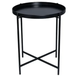 Metall-Tisch, Design 1, Ø42cm, 48cm hoch, schwarz