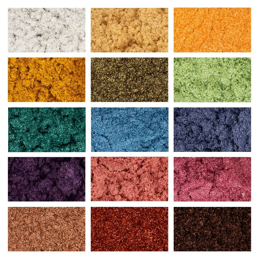 Mica-Pulver, Pigmente mit Metallic-Effekt, Sortierung 2, je 10g, 15 Stück
