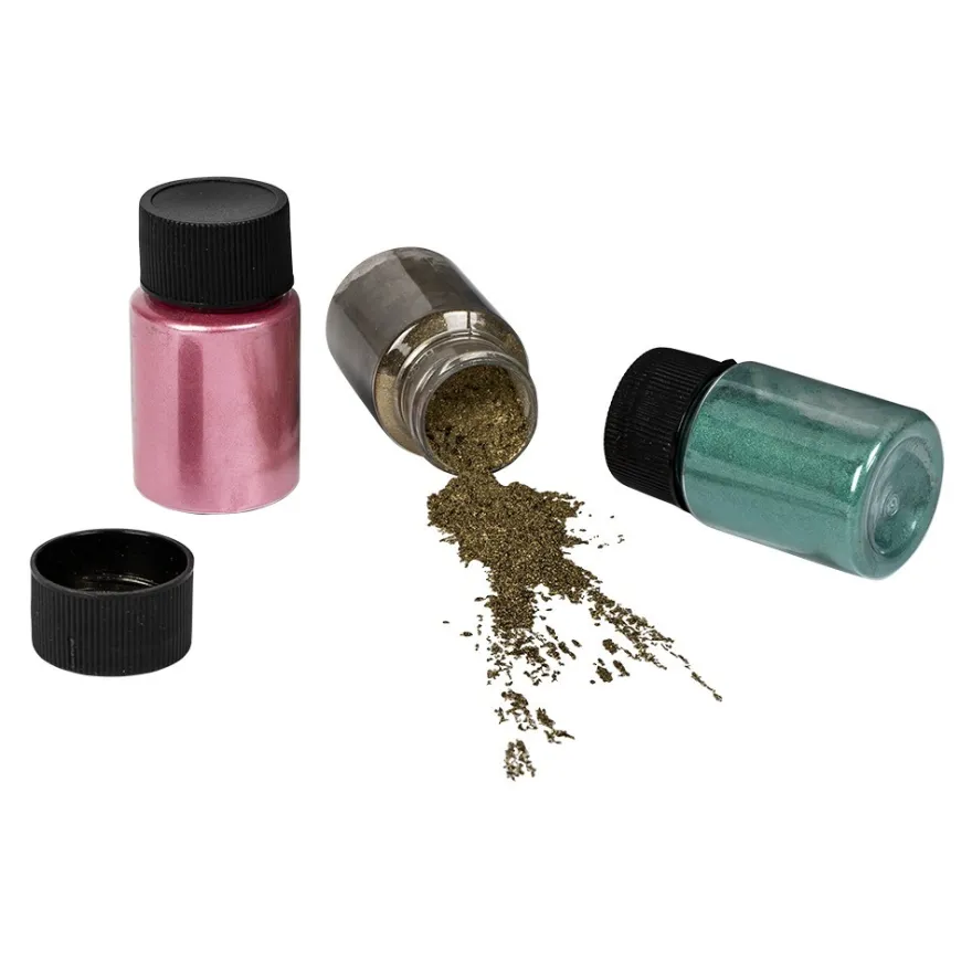 Mica-Pulver, Pigmente mit Metallic-Effekt, Sortierung 2, je 10g, 15 Stück
