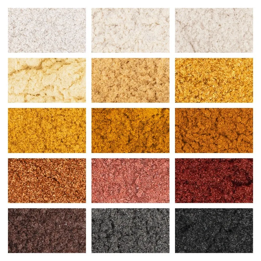 Mica-Pulver, Pigmente mit Metallic-Effekt, Sortierung 1, je 10g, 15 Stück