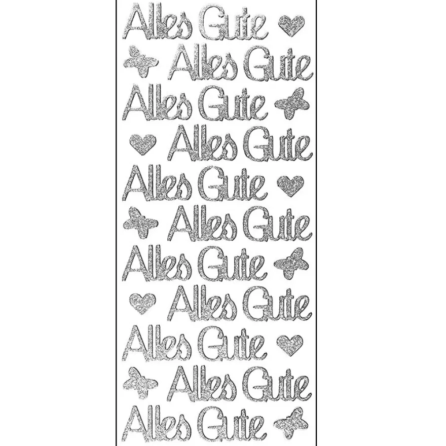 Microglitter-Sticker, Alles Gute, silber