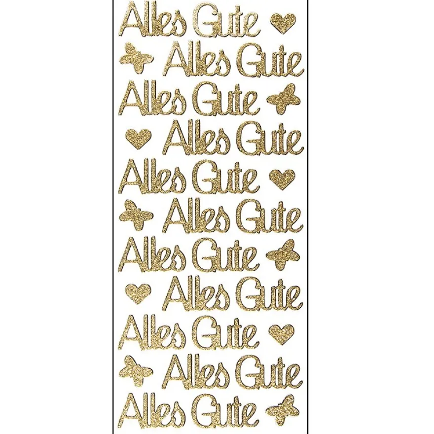 Microglitter-Sticker, Alles Gute, gold
