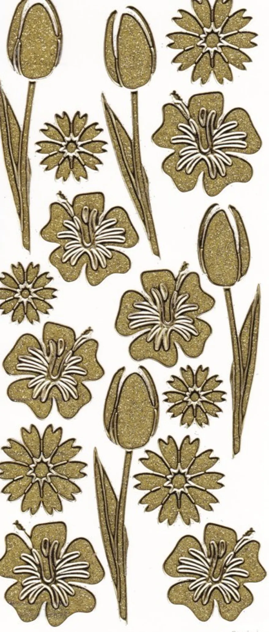 Microglitter-Sticker, Blumen, gold