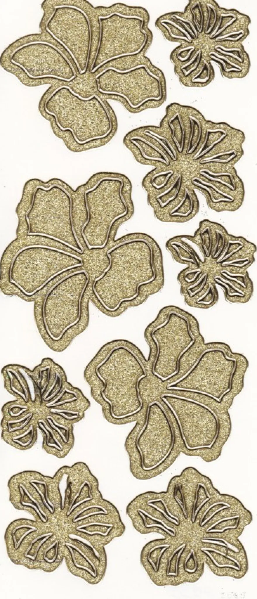 Microglitter-Sticker, Blumen, gold