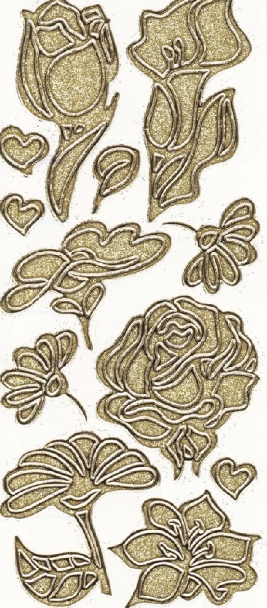 Microglitter-Sticker, Blumen, gold