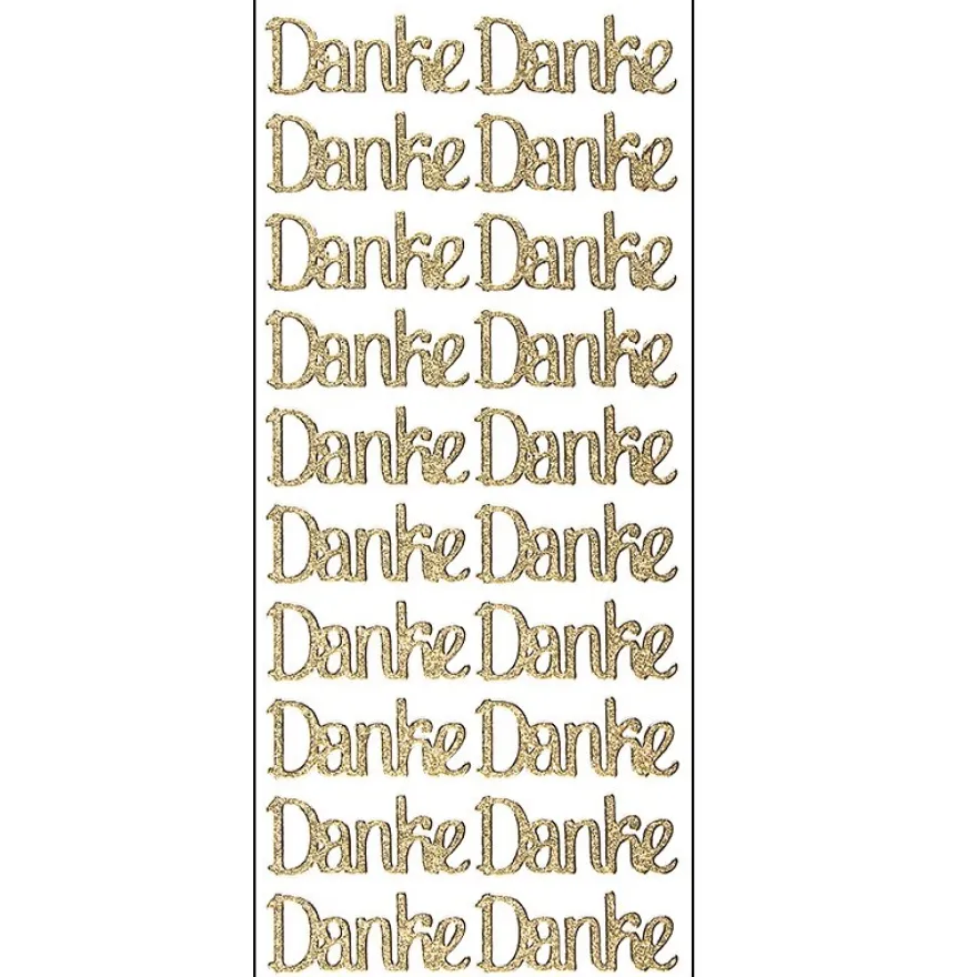 Microglitter-Sticker, Danke, gold