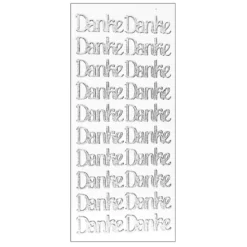 Microglitter-Sticker, Danke, silber
