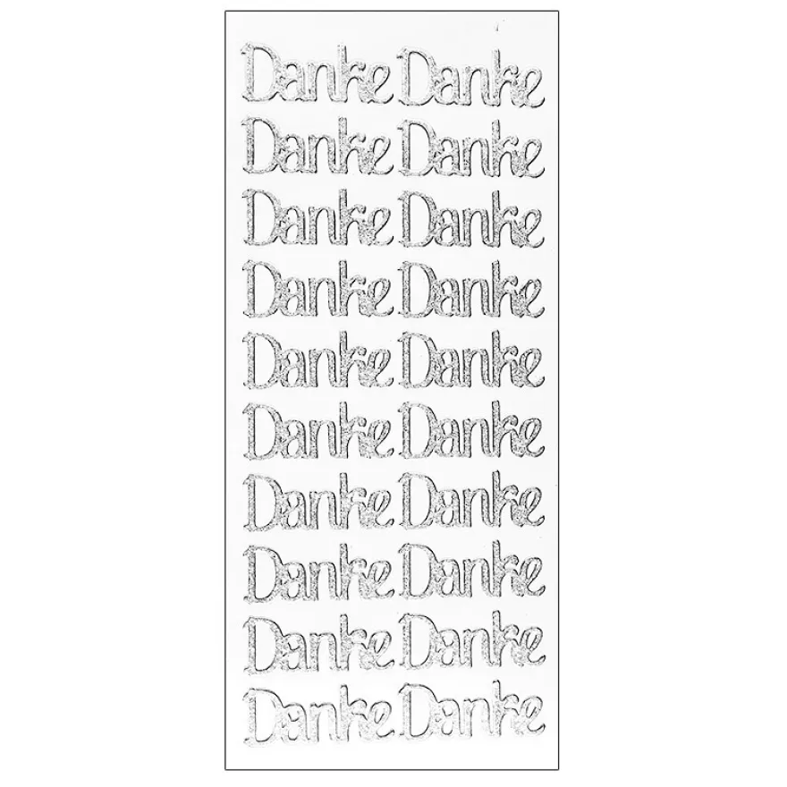 Microglitter-Sticker, Danke, silber